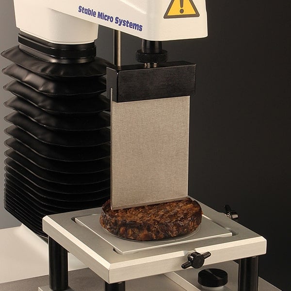 Blade set test on alternative protein burger