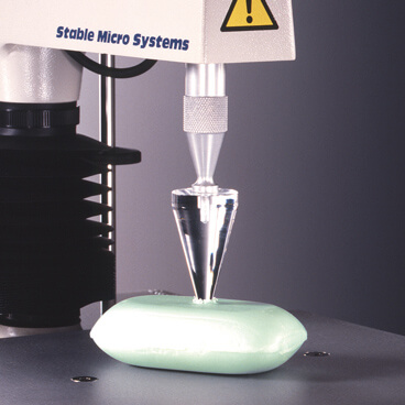 Conical probe penetration test on soap