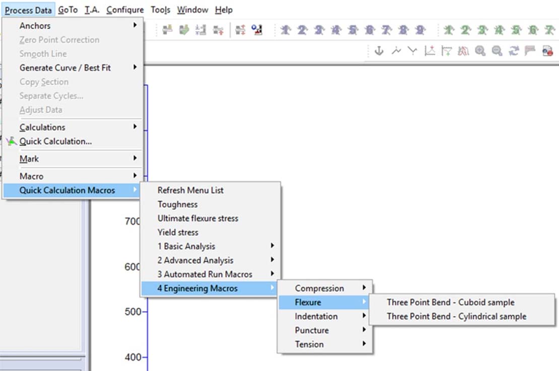 Illustration of user choosing test type in Exponent Software