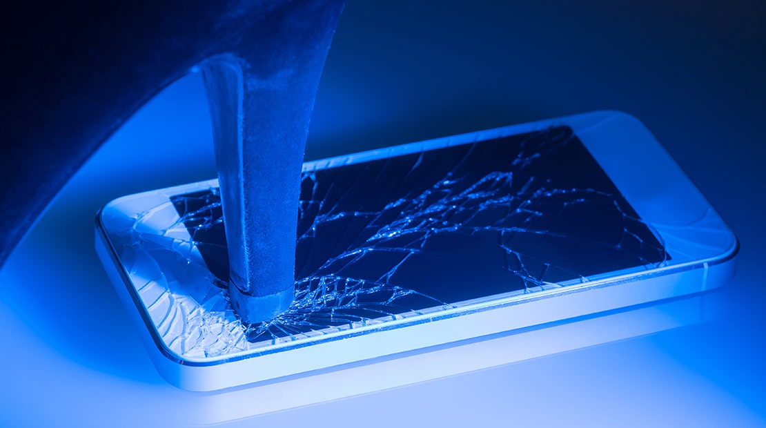 Example of force testing of an iPhone being stood on