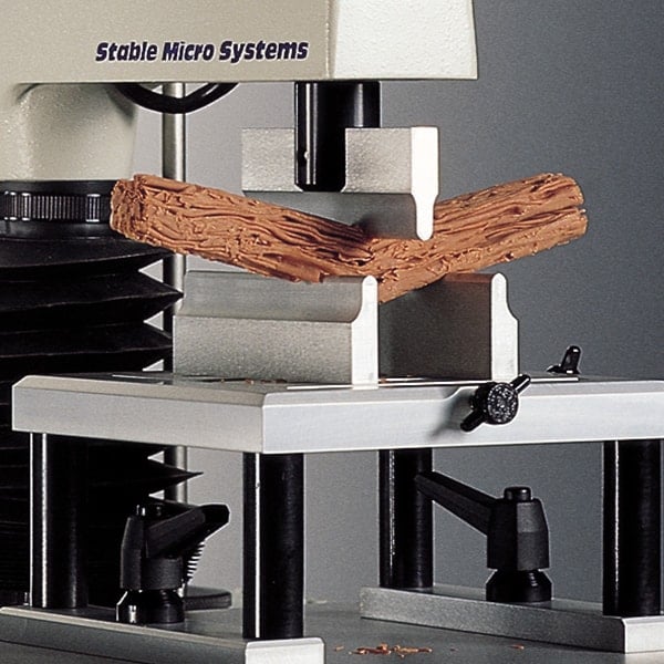 Three point bend test on a chocolate bar