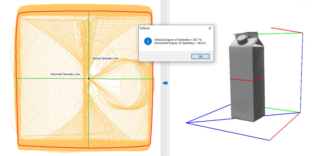 Typical scan of a carton in Volscan Profiler Software