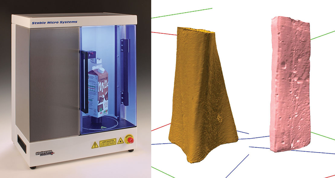 Volscan Profiler with typicals scans showing a dog bone and nougat