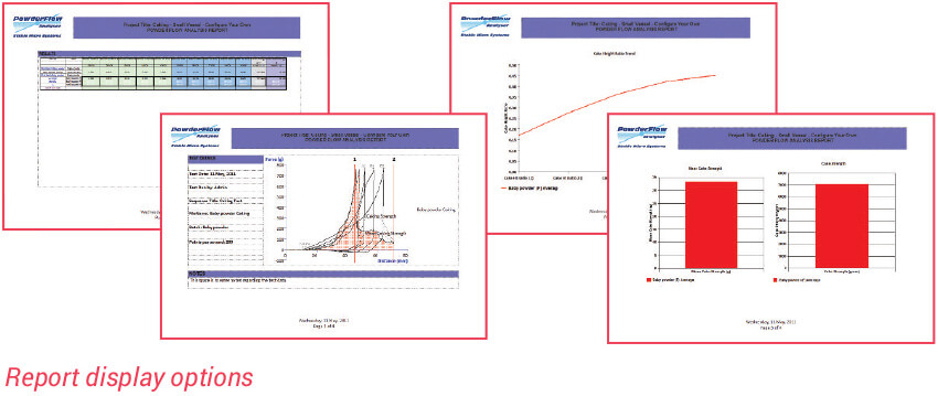 Powder Flow Analysis report options