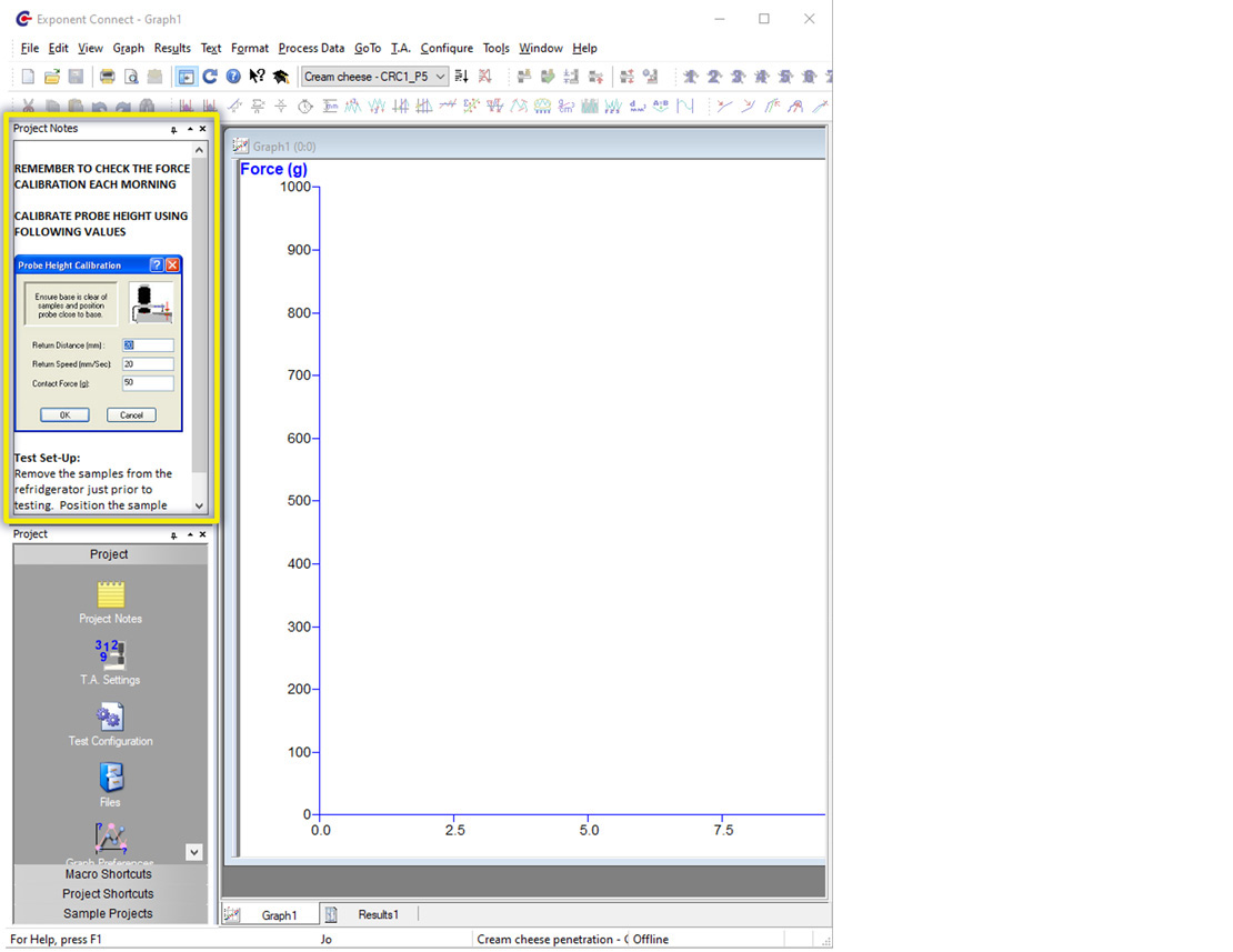 Project panel with graph