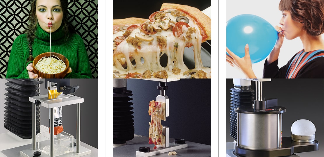 Examples of tensile tests using various attachments and probes