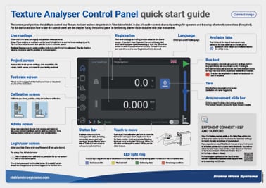 Texture Analyser Control Panel quick start guide