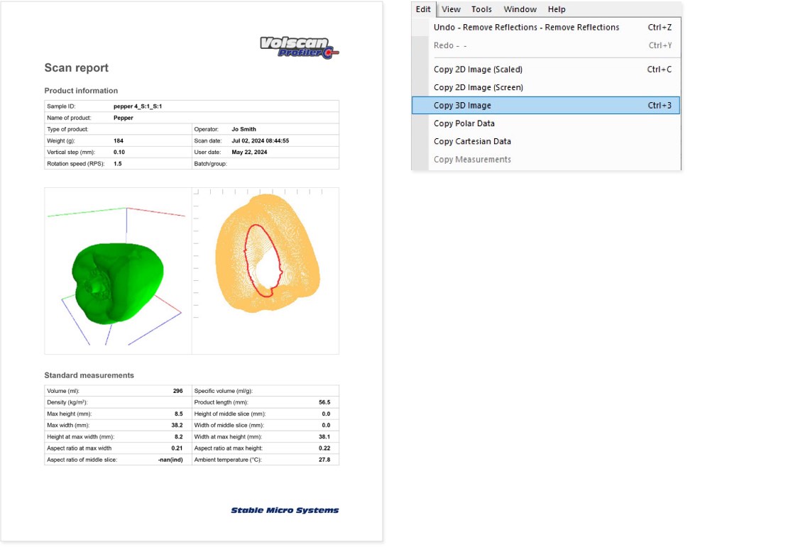 Typical software screens