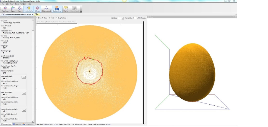 Volscan Profiler with egg sample and typical scan